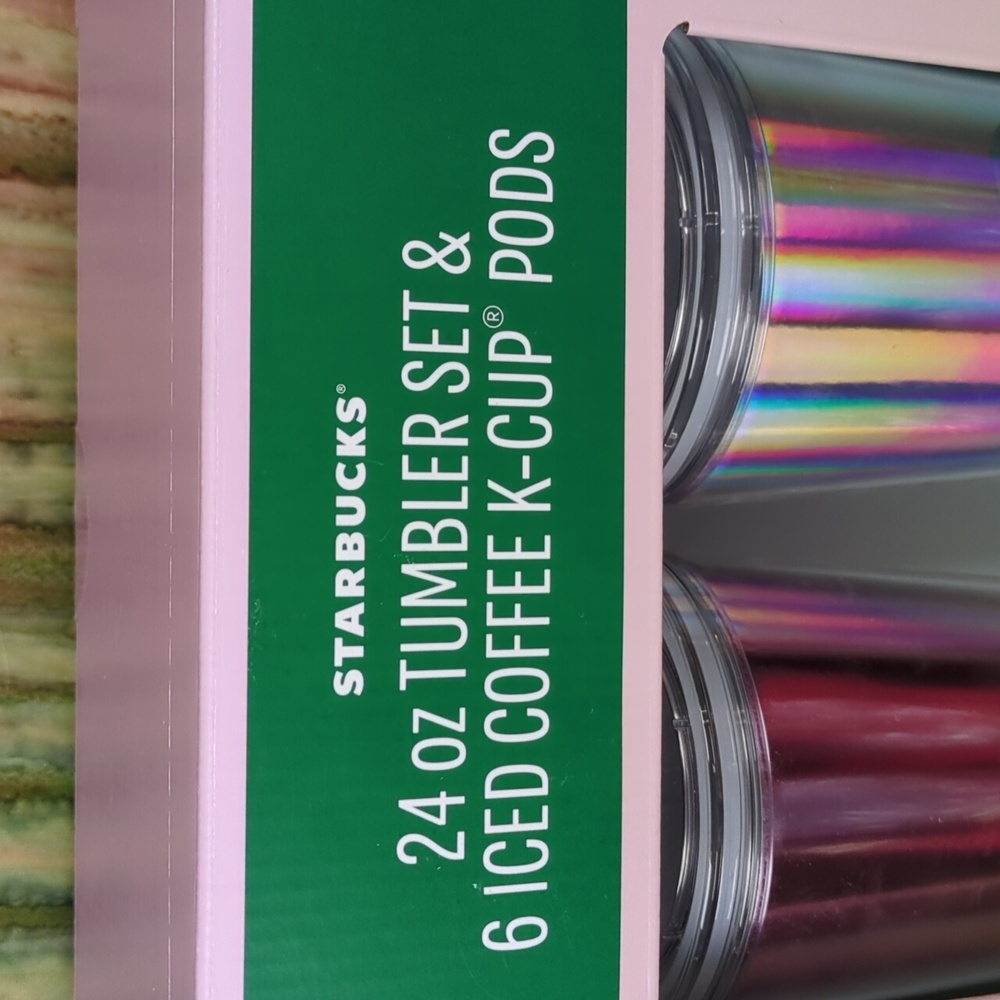 Starbucks 24 oz Tumbler Set & 6 Iced Coffee K-Cup Pods In Pink Tones - Picture 2 of 7